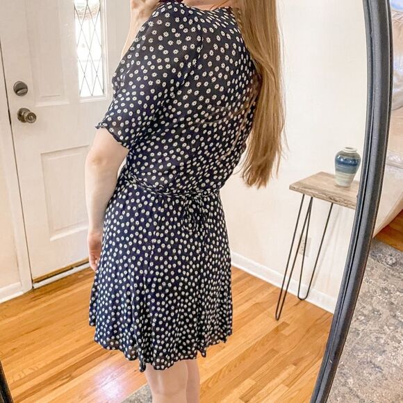 Reformation Lucky Wrap Dress Navy Blue Daisy L - Picture 2 of 8